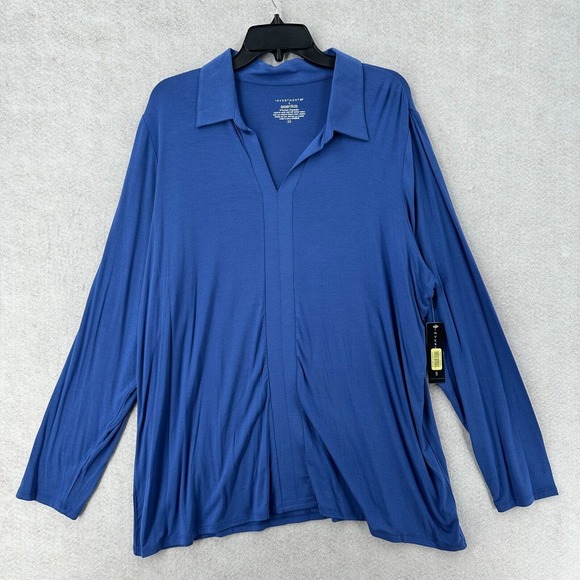 NWT Investments II Essentials Tunic‎ Top Womens 2X Blue Modal Stretch 3/4 Sleeve - Picture 1 of 11